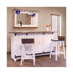 Puebla Rustic White Wash Bar & Stools Set Puebla Rustic White Wash Bar & Stools Set