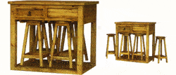 Kitchen Island Rustic Table w/ Bar Stools Kitchen Island Rustic Table w/ Bar Stools