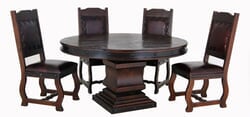 Granada Rustic Round Pedestal Dining Table Set W/ 4 Chairs Granada Rustic Round Pedestal Dining Table Set W/ 4 Chairs