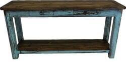 Corona Wood Turquoise Sofa Table Corona Wood Turquoise Sofa Table