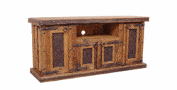 Rustic 60" TV Stand w/ Tooled Leather Rustic 60" TV Stand w/ Tooled Leather