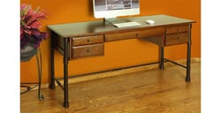 Laredo Rustic Home Office Desk W/ Metal Base Laredo Rustic Home Office Desk W/ Metal Base