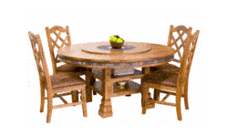 Arizona Rustic Oak Round Table Set W/ 8 Chairs Arizona Rustic Oak Round Table Set W/ 8 Chairs