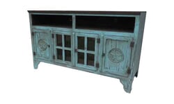 Santa Fe Antique Turquoise TV Stand With Stars Santa Fe Antique Turquoise TV Stand With Stars