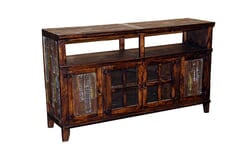 Hacienda 60" Dark Rustic TV Stand w/ Painted Reclaimed Wood Hacienda 60" Dark Rustic TV Stand w/ Painted Reclaimed Wood