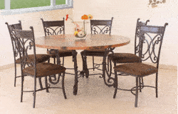 Valencia Round Copper Table Set W/ 6 Chairs Valencia Round Copper Table Set W/ 6 Chairs
