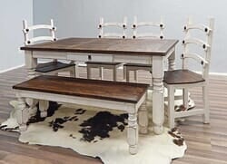 Lyon White Dining Table Set W/ Bench Lyon White Dining Table Set W/ Bench
