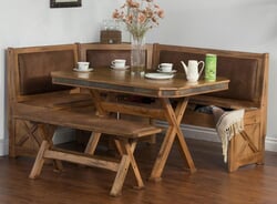 Arizona Rustic Oak Breakfast Nook Set W/ Upholstered Seats Arizona Rustic Oak Breakfast Nook Set W/ Upholstered Seats