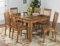 Arizona Rustic Oak Slate Top Dining Table Set W/ 6 Chairs Arizona Rustic Oak Slate Top Dining Table Set W/ 6 Chairs