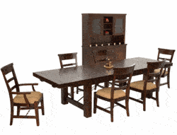 Modesto Rustic Mahogany Dining Table & China Cabinet Set Modesto Rustic Mahogany Dining Table & China Cabinet Set