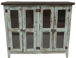 Taos Antique Turquoise 4 Door Curio Cabinet Taos Antique Turquoise 4 Door Curio Cabinet