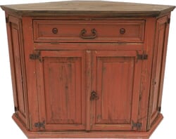 Santa Fe Antique Red Corner TV Stand W/ Dark Top Santa Fe Antique Red Corner TV Stand W/ Dark Top
