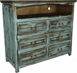Corona Antique Turquoise Bedroom TV Stand 41" Tall Corona Antique Turquoise Bedroom TV Stand 41" Tall