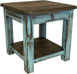 Corona Wood Turquoise End Table Corona Wood Turquoise End Table
