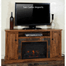 Arizona Rustic Oak 60" TV Stand With Fireplace Arizona Rustic Oak 60" TV Stand With Fireplace