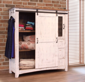 Puebla Rustic White Gentleman's Chest Armoire Puebla Rustic White Gentleman's Chest Armoire