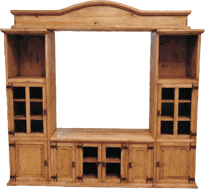 Pine Wood Entertainment Center, Rustic Media Entertainment Center