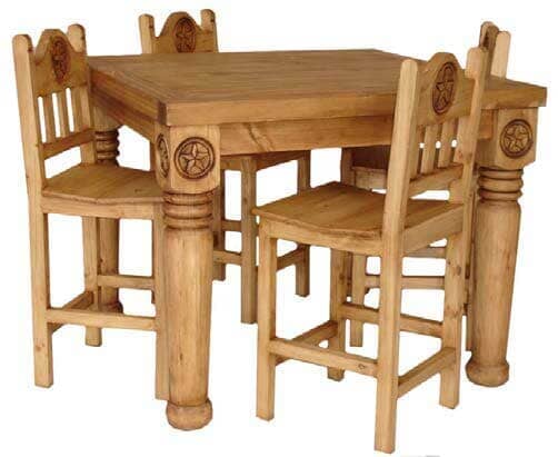 Rustic Square Gathering Dining Table, Wood Gathering Table Set