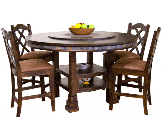 Round Pub Table Set, Wood Round Gathering Table Set