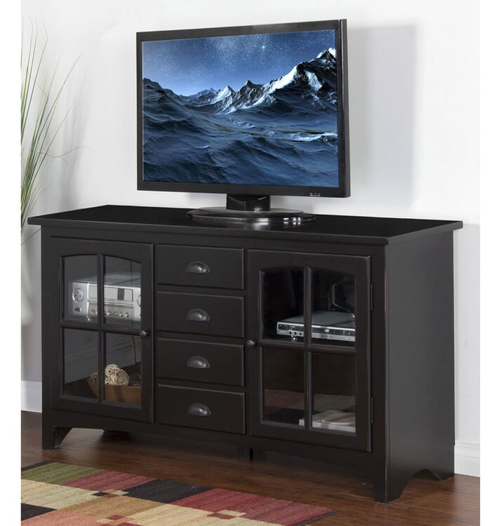 Vintage Black TV Console, Black TV Console, Vintage Black TV Stand