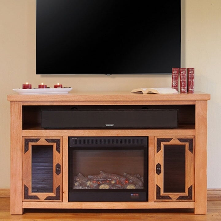 Rustic TV Stand W/ Electric Fireplace, TV Stand W/ Fireplace