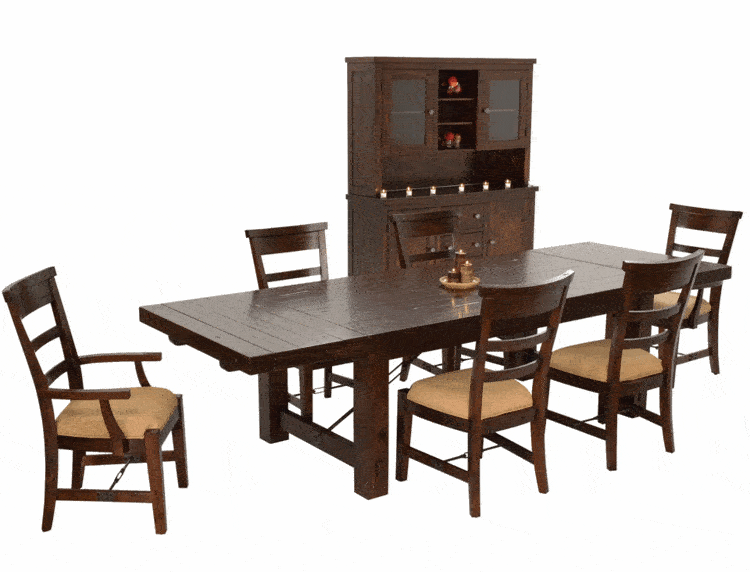 Modesto Rustic Mahogany Dining Table China Cabinet Set 3 