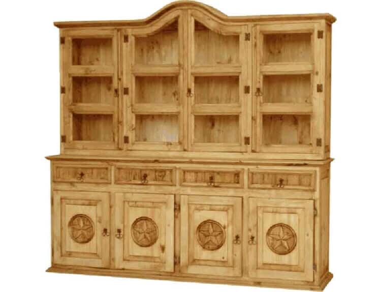 Texas Star Rustic China Cabinet and Star Pine Credenza Cabinet