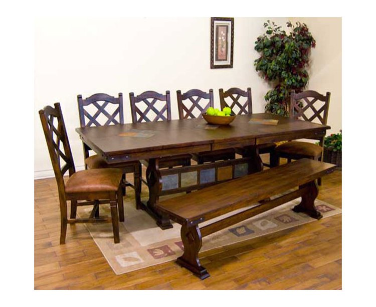 Trestle Table Set, Rustic Trestle Table Set with Bench