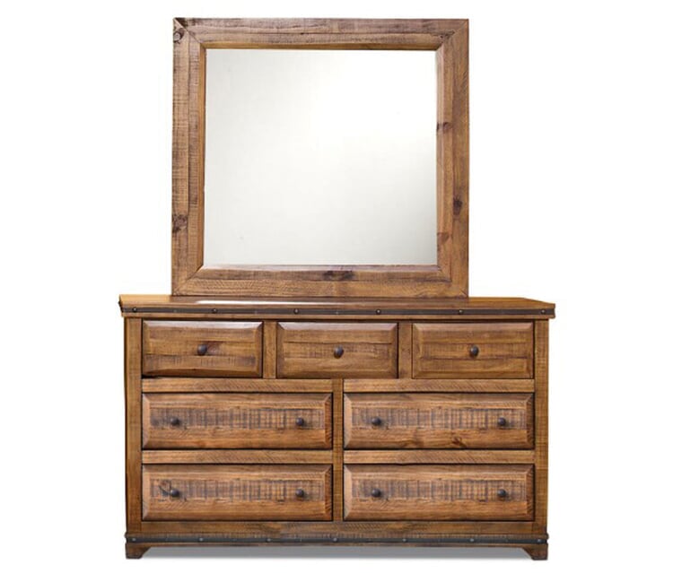 Rustic Dresser and Mirror Frame, Rustic Pine Dresser