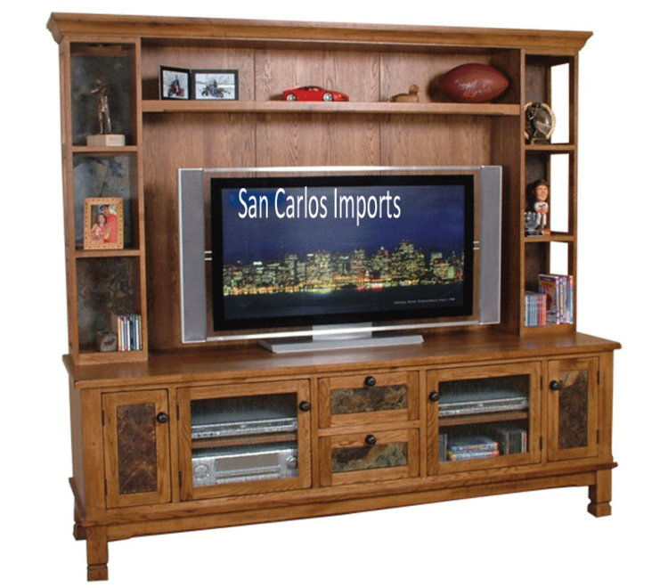 Rustic Oak Entertainment Center Wall Unit, Oak Entertainment Center